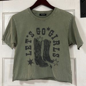 Cowgirl Boots “Let’s Go Girls” Graphic Cropped T-Shirt